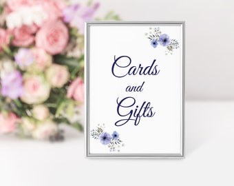 Boho Cards and Gifts Sign Cards and Gifts Printable Floral Wedding Gift Table Sign Wedding Signs Boho Bridal Shower Digital Download ED-W1