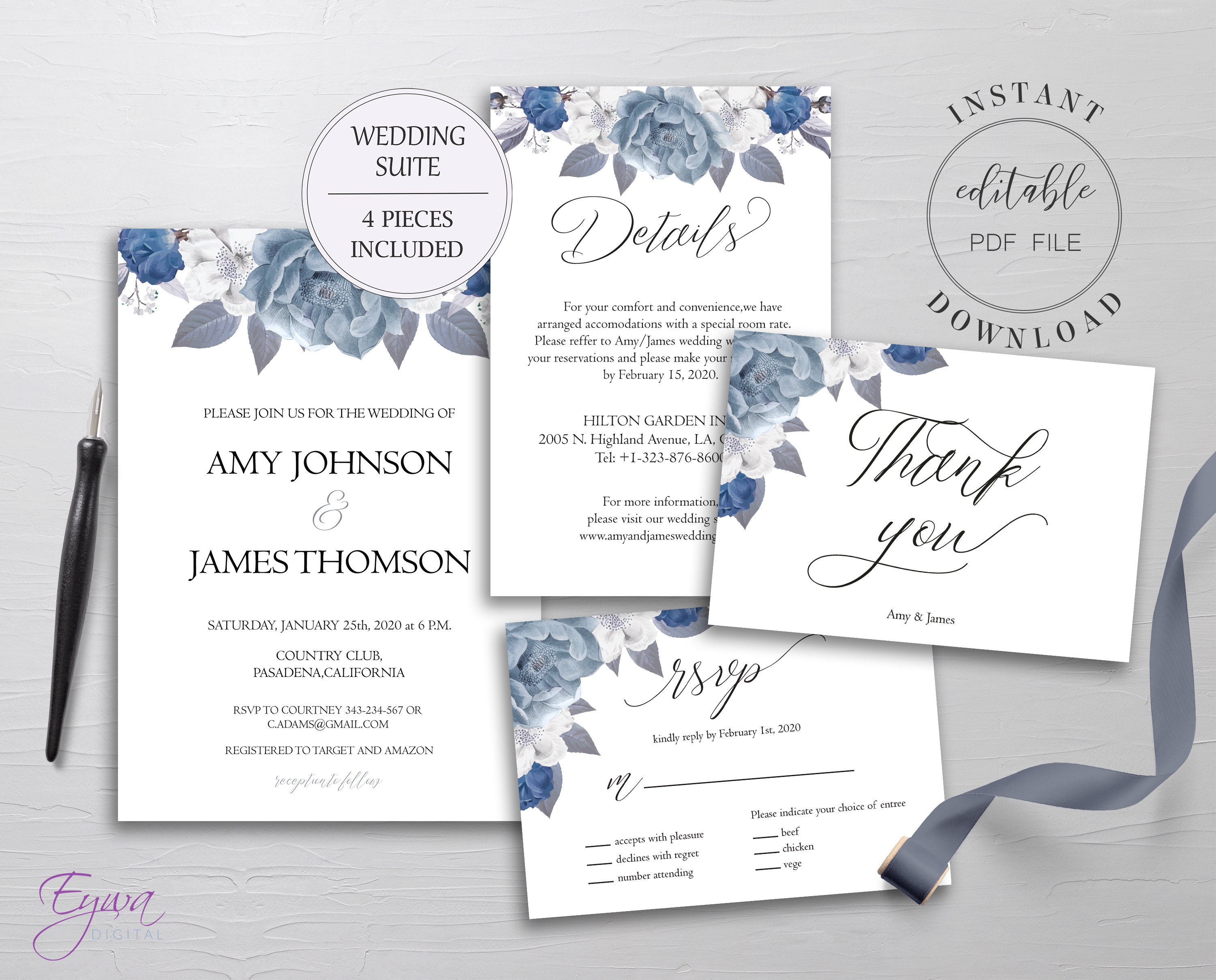 Invitatie design floral romantic 40187 • Cataloginvitatii