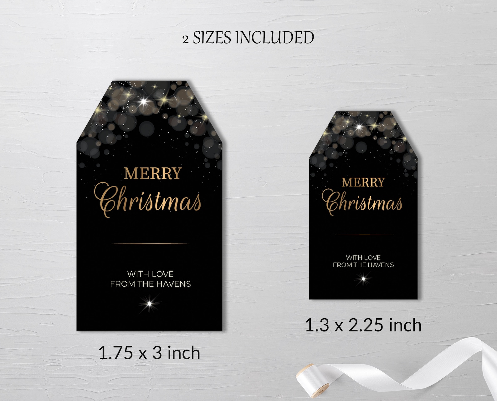 Black and Gold Gift Tag Template Printable Glam Christmas Tags - Etsy