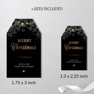 Black and Gold Gift Tag Template Printable Glam Christmas Tags Editable ...