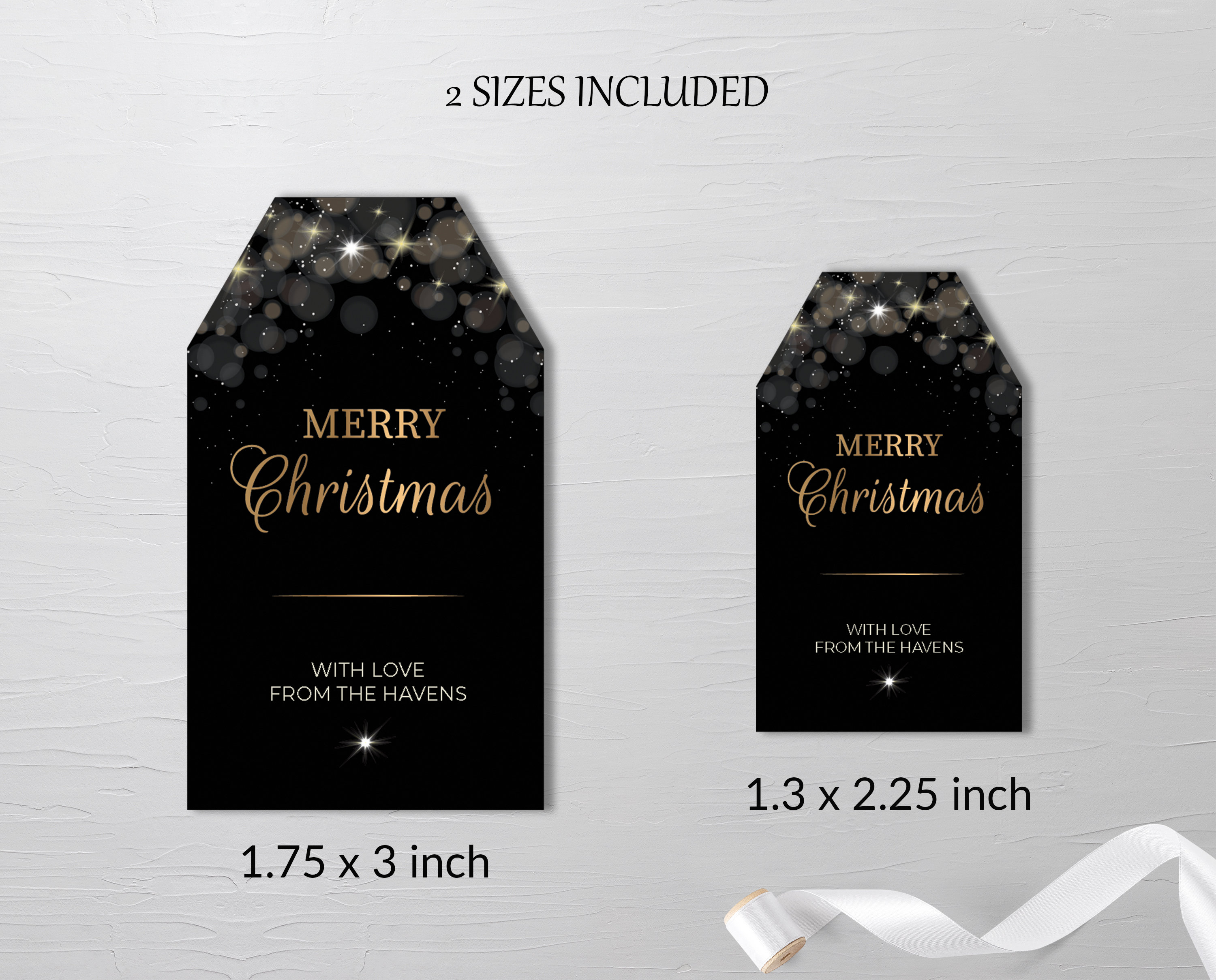 Black and Gold Gift Tag Template Printable Glam Christmas Tags - Etsy