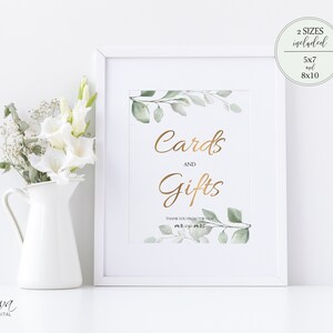 Greenery Wedding Cards and Gifts Sign (Digital Download)