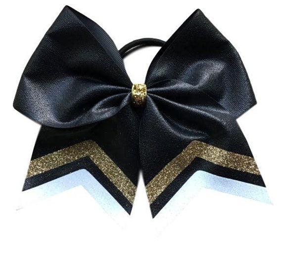 Glitter Black White And Gold Cheer Bow Etsy