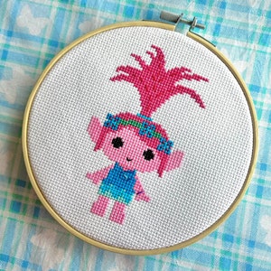 Poppy Trolls Cross Stitch Pattern PDF
