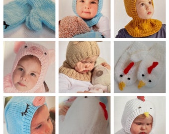 Knitted Hat and glove sets for children, knitted cute animal hats, children’s hand knitted hats and gloves, kids knitted hats and gloves,