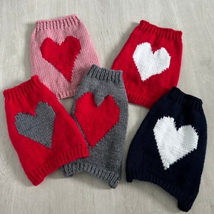 Dog Jumper, Hand knitted dog jumper, Puppy jumper, Pet Clothing, Dog Clothing Accessories,heart jumper, Valentine’s Day, dog heart jumper
