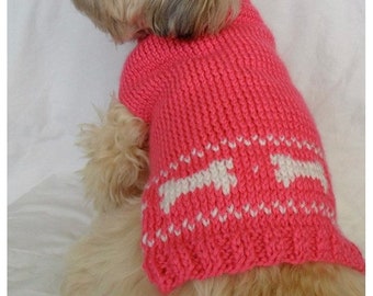 Bone motif Dog Jumper, knitted dog jumper, Puppy jumper, Pet Clothing, Dog Clothing Accessories, woolly dog jumper,