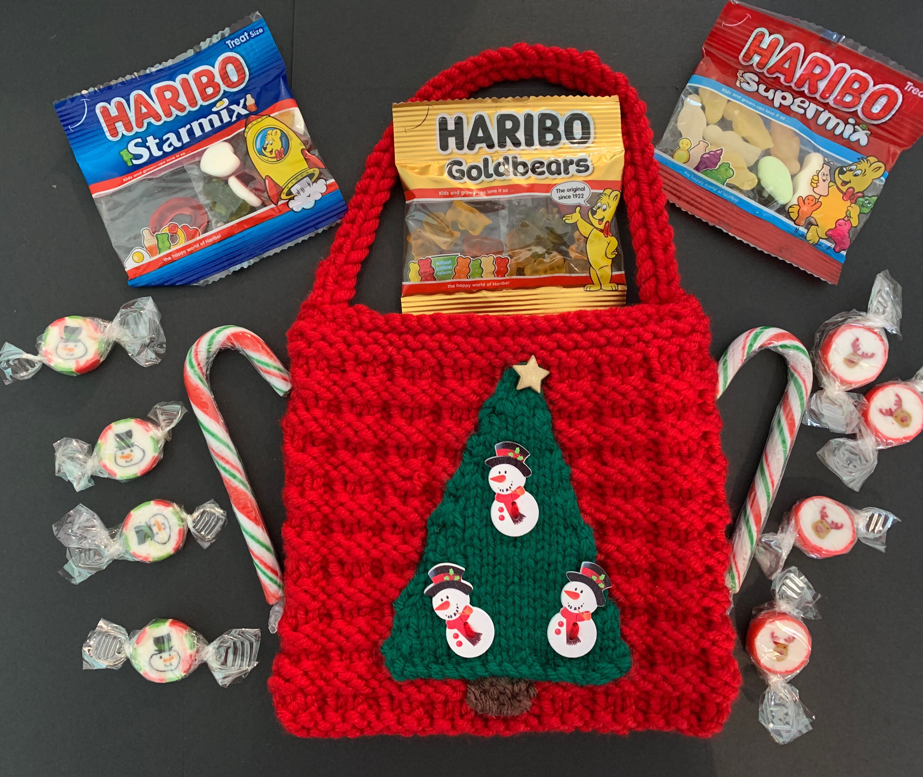 Christmas Gift Bag Hand Knitted Festive Bag Christmas Treat Etsy UK