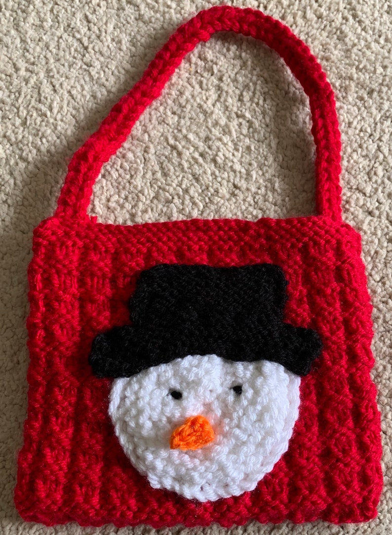 Christmas Gift Bag Hand Knitted Festive Bag Christmas Treat Etsy UK