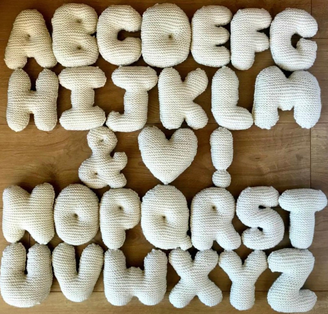 Knitted Letters Alphabet Knitted Alphabet Letters Cushion Etsy UK