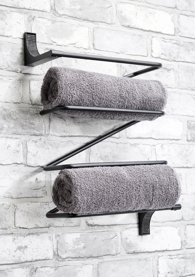 Black Towel Holder Wall Mounted Sparkle Bathroom Accessories Etsy UK