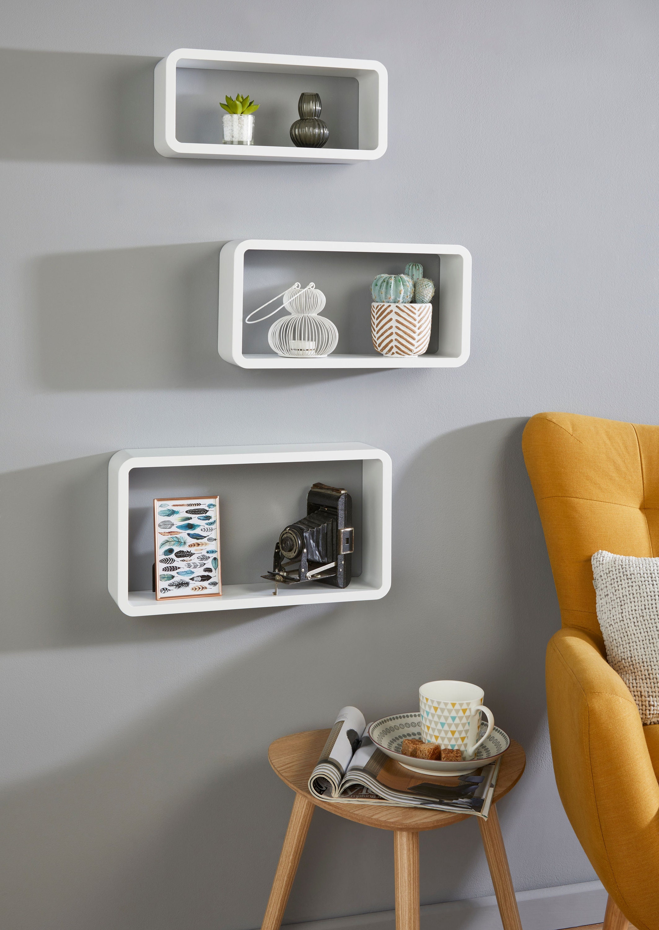 Floating Wall Cube Shelves Set of 3 White Hanging Storage Etsy