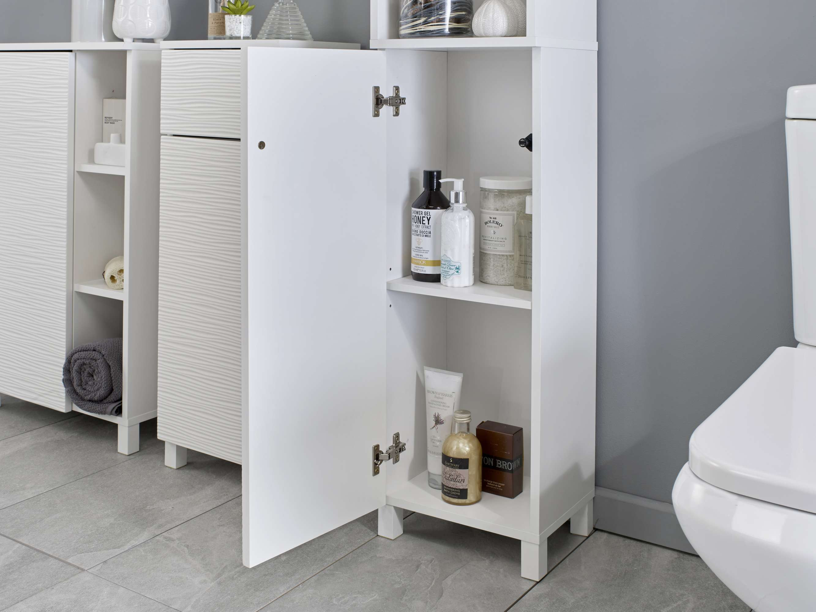 Bathroom Tallboy Storage White Ripple Effect Furniture Etsy UK