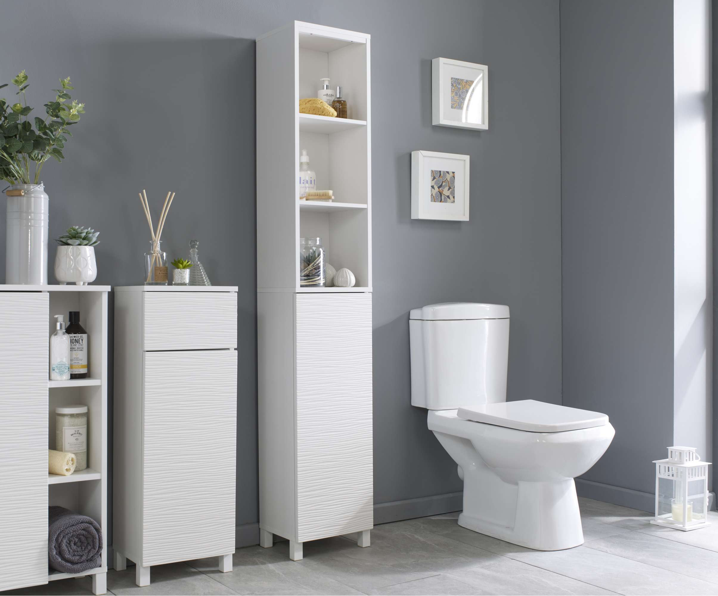 Bathroom Tallboy Storage White Ripple Effect Furniture Etsy UK