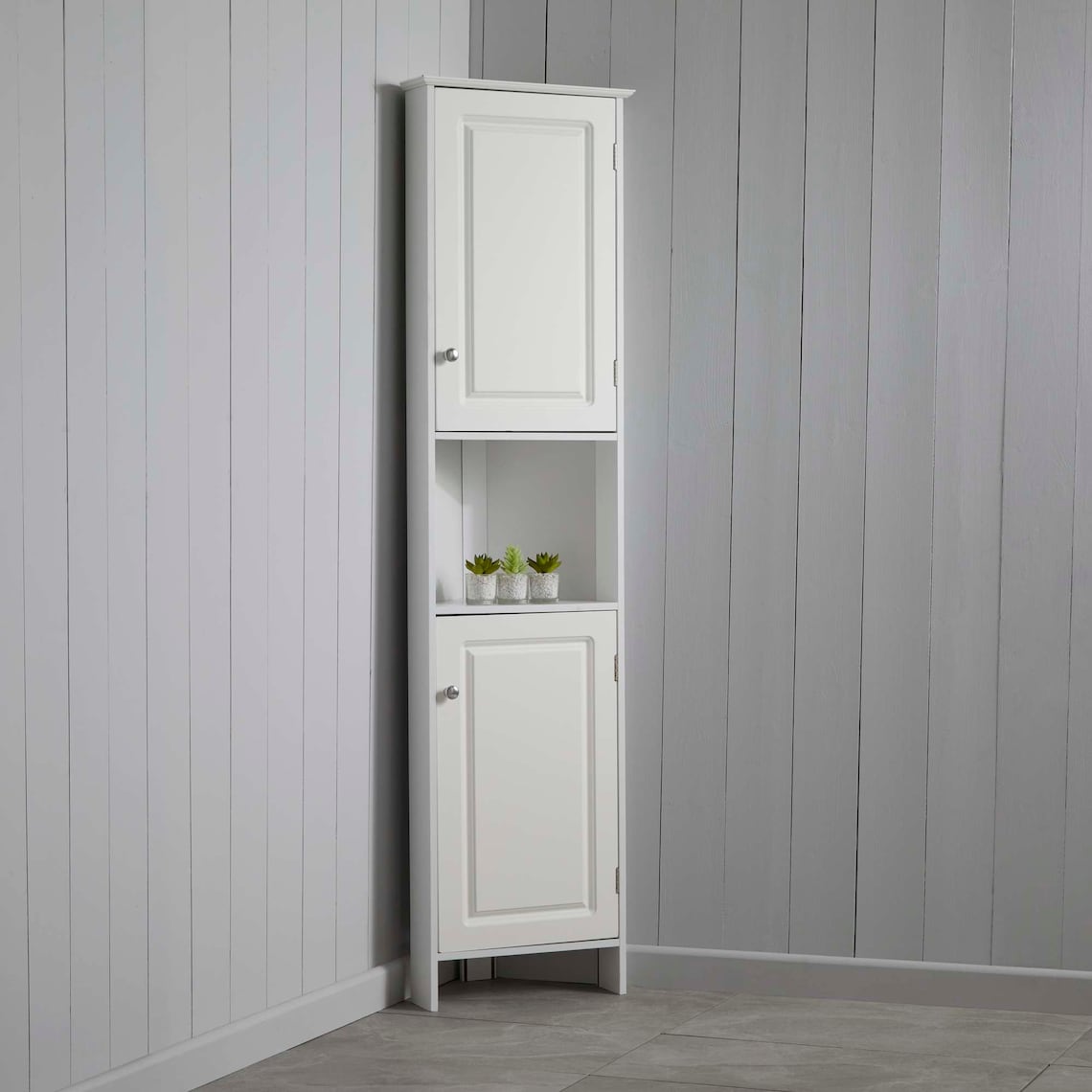 White Corner Bathroom Tallboy Storage Unit Furniture Etsy UK