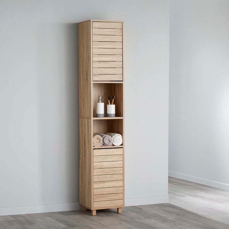 Light Wood Bathroom Furniture Collection Tallboy Caddy Floor Etsy UK