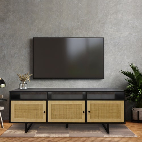 Modern Black Television TV Entertainment Unit Living Etsy UK