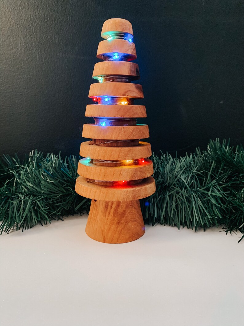 Wooden light up Christmas trees Etsy