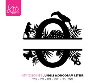 Letter O SVG Jungle Monogram Alphabet. Paper cut/vinyl template