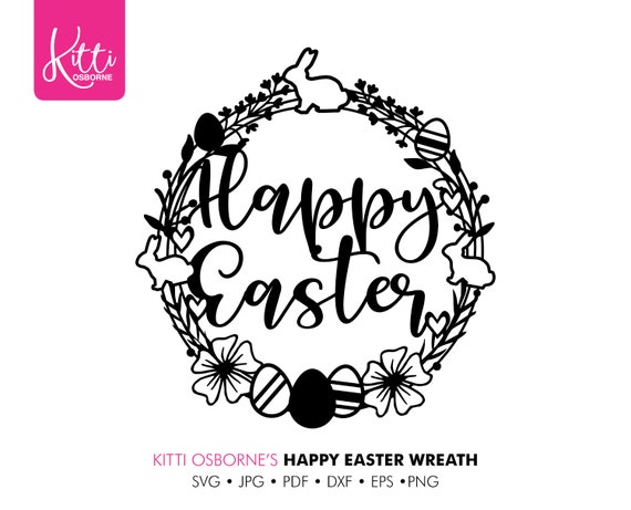Download Happy Easter Cute Wreath Paper Cut Template Machine Etsy