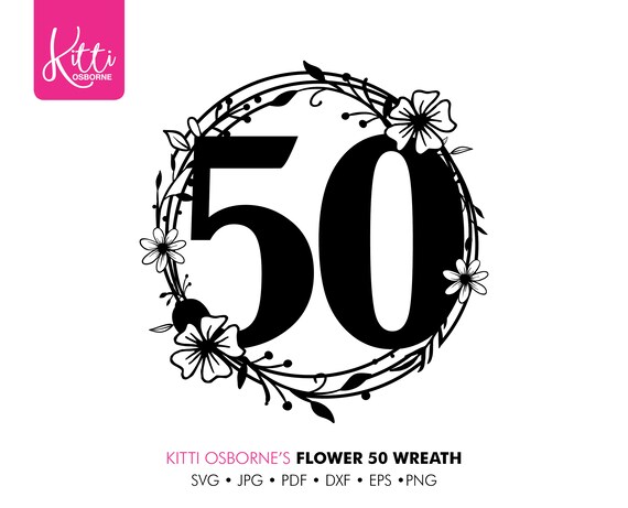 Download Paper Cut Template Monogram Wreath 50th Etsy