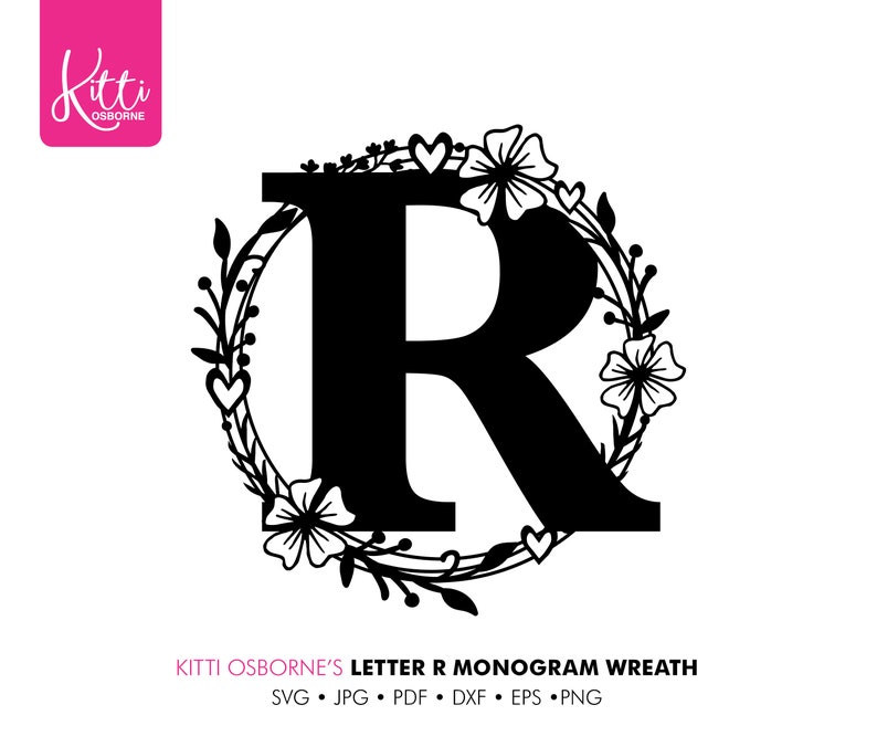 Letter R Wreath Monogram Paper cut Template Machine | Etsy