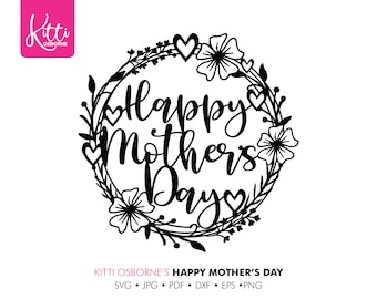 Happy Mother's Day pretty frame – Paper cut Template • Machine cutting • SVG