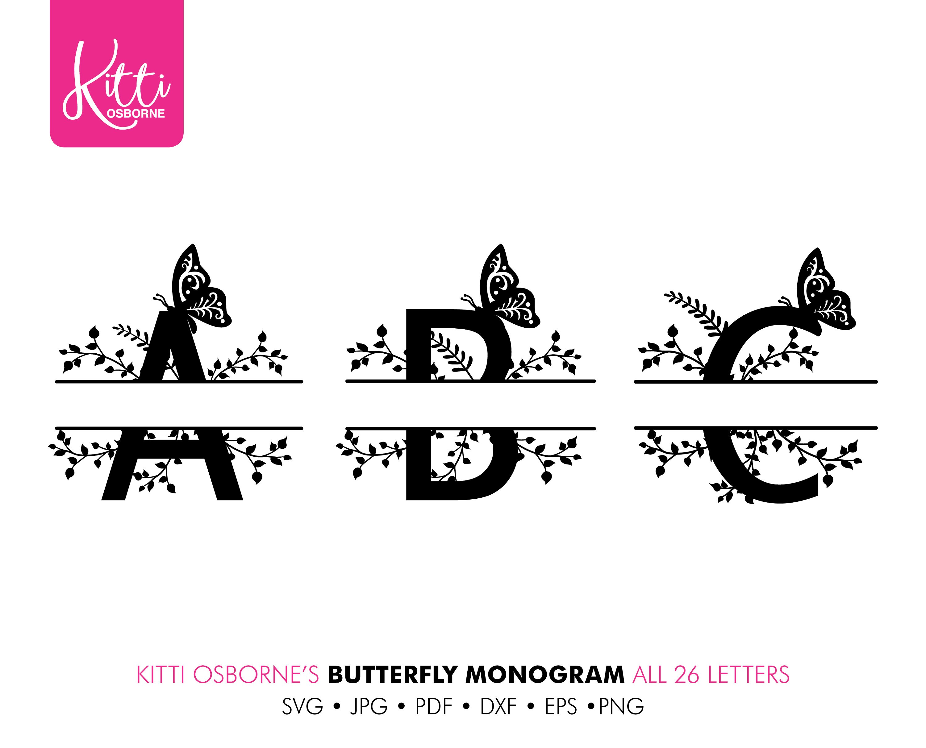 Download Alphabet Bundle Decorative Monogram Alphabet With Foliage A Etsy