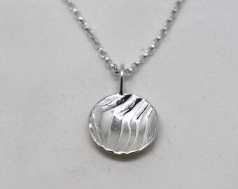 Hand Textured Tree Bark 925 Sterling Silver Necklace With 24" Handmade Chain | Everyday Jewellery | Silver Modern Necklace Minimalist