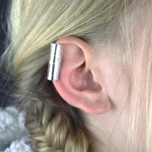 25mm Hammered Sterling Silver Ear Cuff | 25mm Wide Ear Cuff | No Piercing | Hand Textured Finish Ear Cuff | Minimalistic