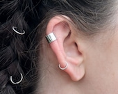 ③Own Light Ear Cuff Ring【#Casual】Silver 3-Piece Silver Punk Ear Cuff Set - Adjustable Stainless