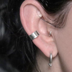 7mm Hammered Ear Cuff Conch Sterling Silver | No Piercing | Hand Textured Hammered Finish Ear Cuff | Minimalistic Jewellery | Everyday