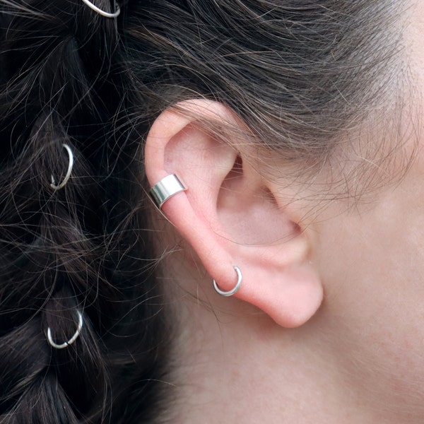 5mm Mirror Finish Sterling Silver Ear Cuff | No Piercing | Mirror Shine Finish Ear Cuff | Minimalistic Jewellery | Minimal Everyday