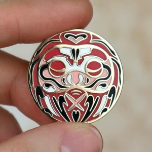 Peach Love Pin Enamel Pin Inspired By Japanese Culture Daruma Dolls image 1