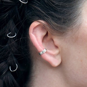 3mm Hammered Conch Ear Cuff Sterling Silver | No Piercing | Rock/Punk Jewellery | Hand Textured Hammered Finish Ear Cuff