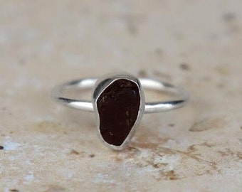 Tamaño del Reino Unido R / Anillo de apilamiento de plata de ley de vidrio marino de Gales / Anillo mínimo de vidrio marino / Anillo diario de apilamiento perfecto