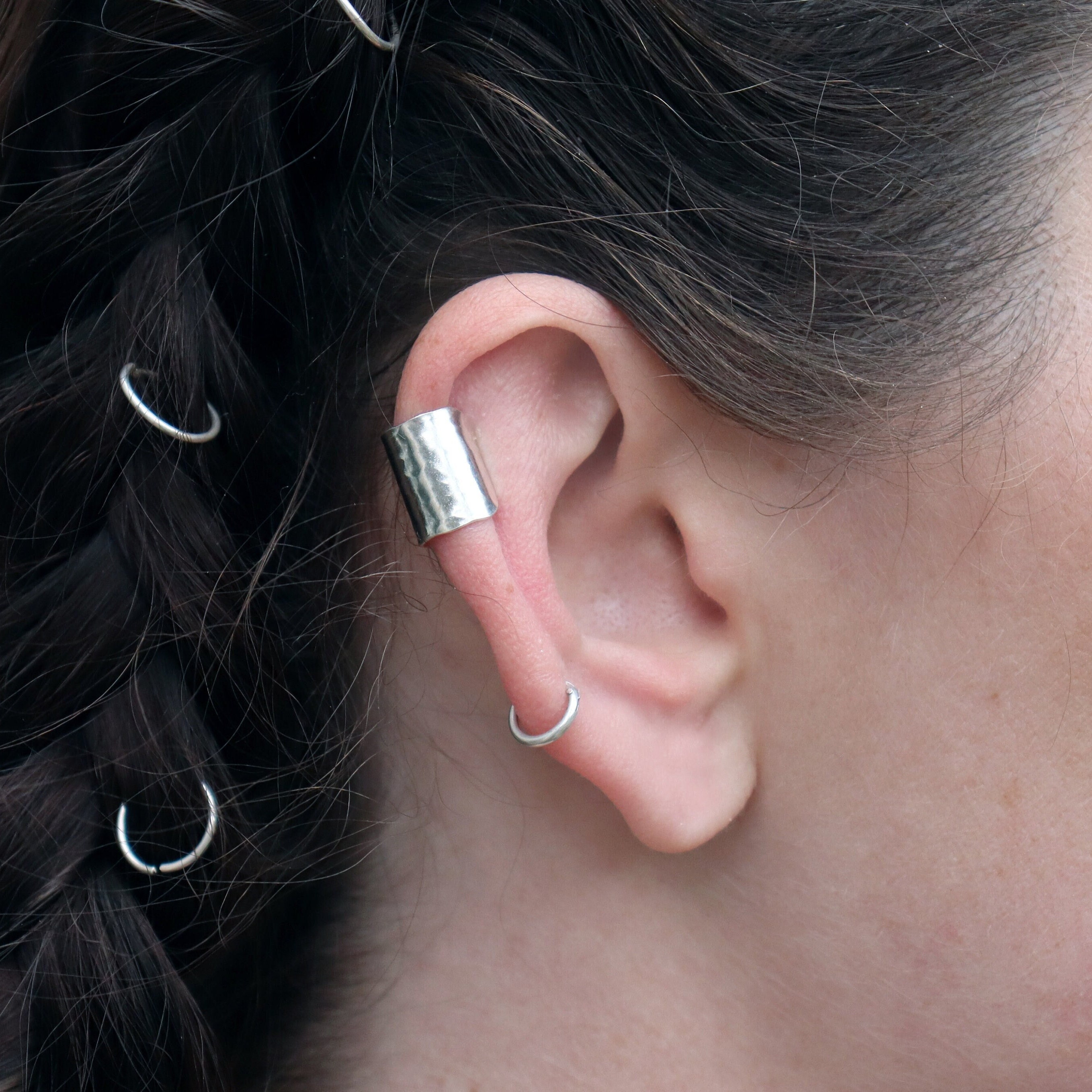 Gold filled triple ear cuff • Invisible clip on earrings • Ear