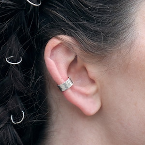 5mm Hammered Conch Sterling Silver Ear Cuff | No Piercing | Hand Textured Hammered Finish Ear Cuff | Minimalistic | Everyday Jewellery