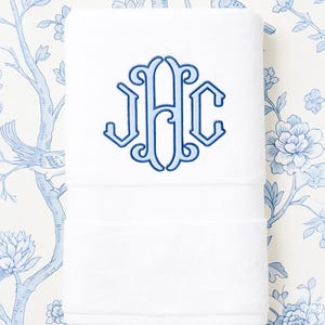 Embroidered Monogram Bath Towel: Personalized Appliqué Towel