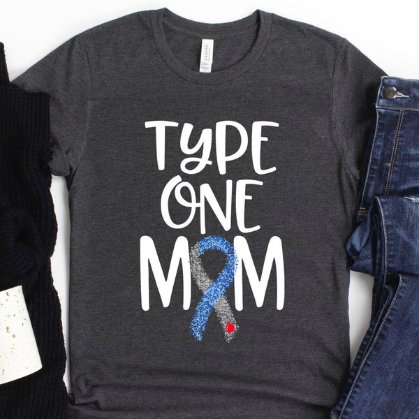 Diabetes Awareness Shirt/ Cute Diabetes Ribbon Gift/ Type One Mom/ T1D Mom Gift/ Awareness Ribbon Shirt