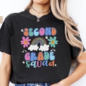 Teacher Shirt/ Cute Retro Teacher Shirt/ Second Grade Squad/  Comfort Colors Teacher Shirt/ First Day Of School/ Teaching Team Shirt