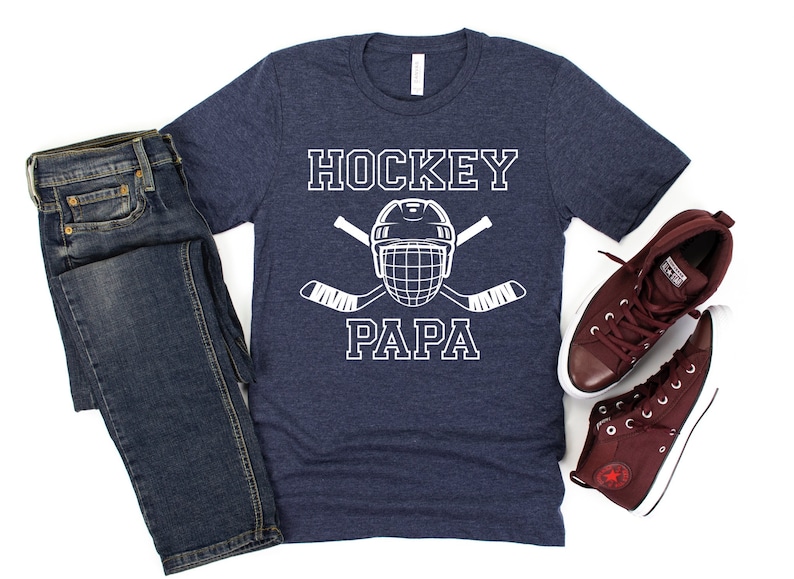 Hockey Papa Shirt With Hockey sticks And Hockey Mask.