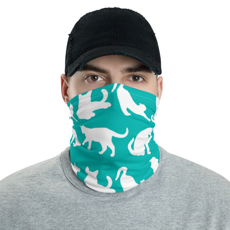 Cat Print Neck Gaiter/ Cute Cat Pattern Face Mask/ Fun Cat Etsy