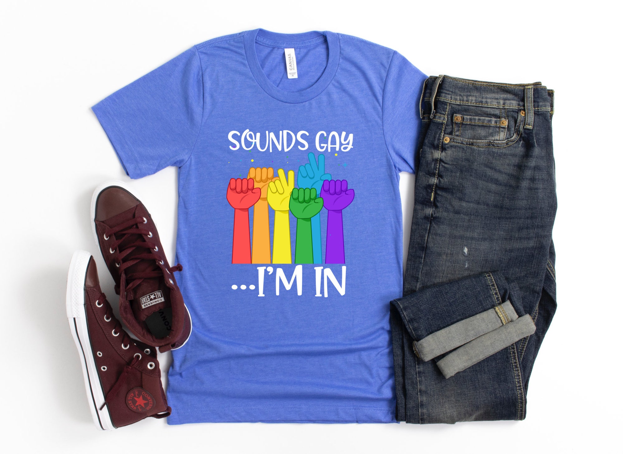 Discover Gay Pride Shirt/ Funny Gay Pride Gift/ Sounds Gay I'm In/ Fun Rainbow Pride Shirt