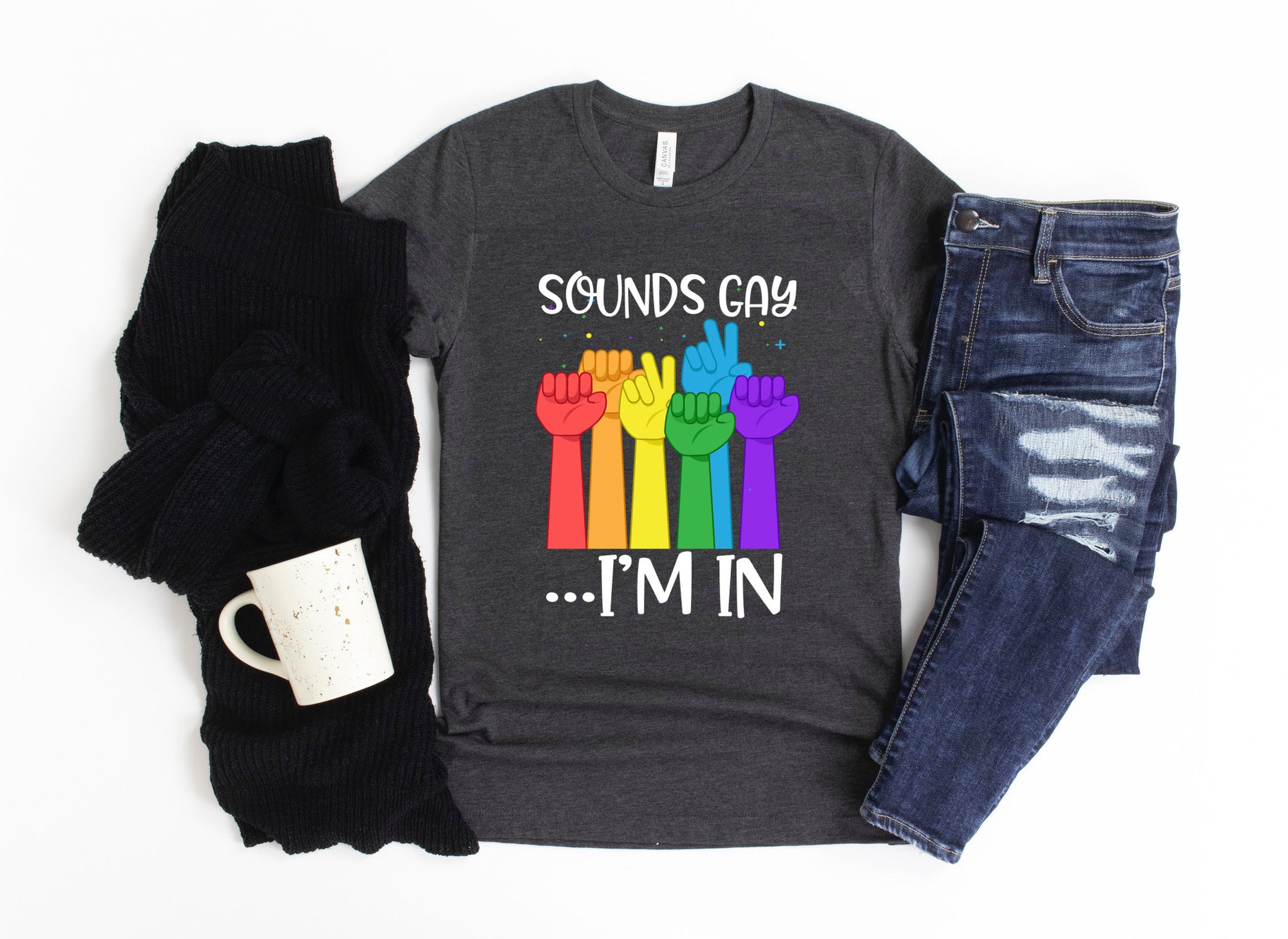 Discover Gay Pride Shirt/ Funny Gay Pride Gift/ Sounds Gay I'm In/ Fun Rainbow Pride Shirt