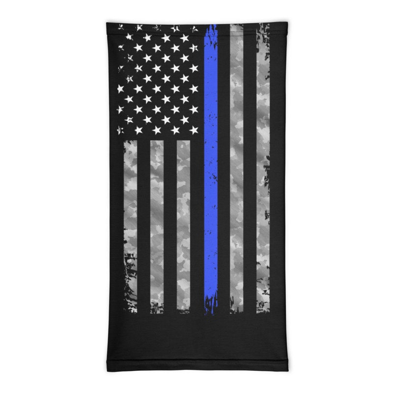Police Office Design Neck Gaiter/ Blue Line American Flag Face | Etsy