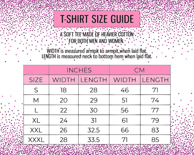 K&ouml;nnte beinhalten: T-Shirt Gr&ouml;&szlig;entabelle mit Ma&szlig;en in Zoll und Zentimetern. Die Tabelle zeigt die Gr&ouml;&szlig;en S bis XXXL mit den entsprechenden Breiten- und L&auml;ngenma&szlig;en f&uuml;r jede Gr&ouml;&szlig;e.