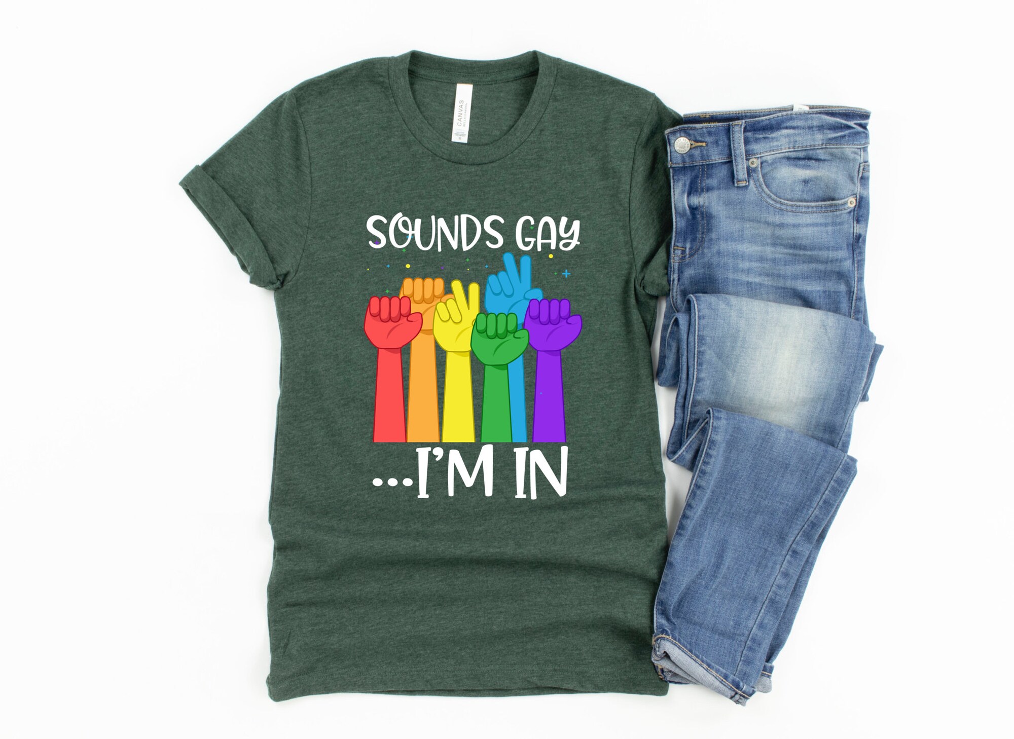 Discover Gay Pride Shirt/ Funny Gay Pride Gift/ Sounds Gay I'm In/ Fun Rainbow Pride Shirt