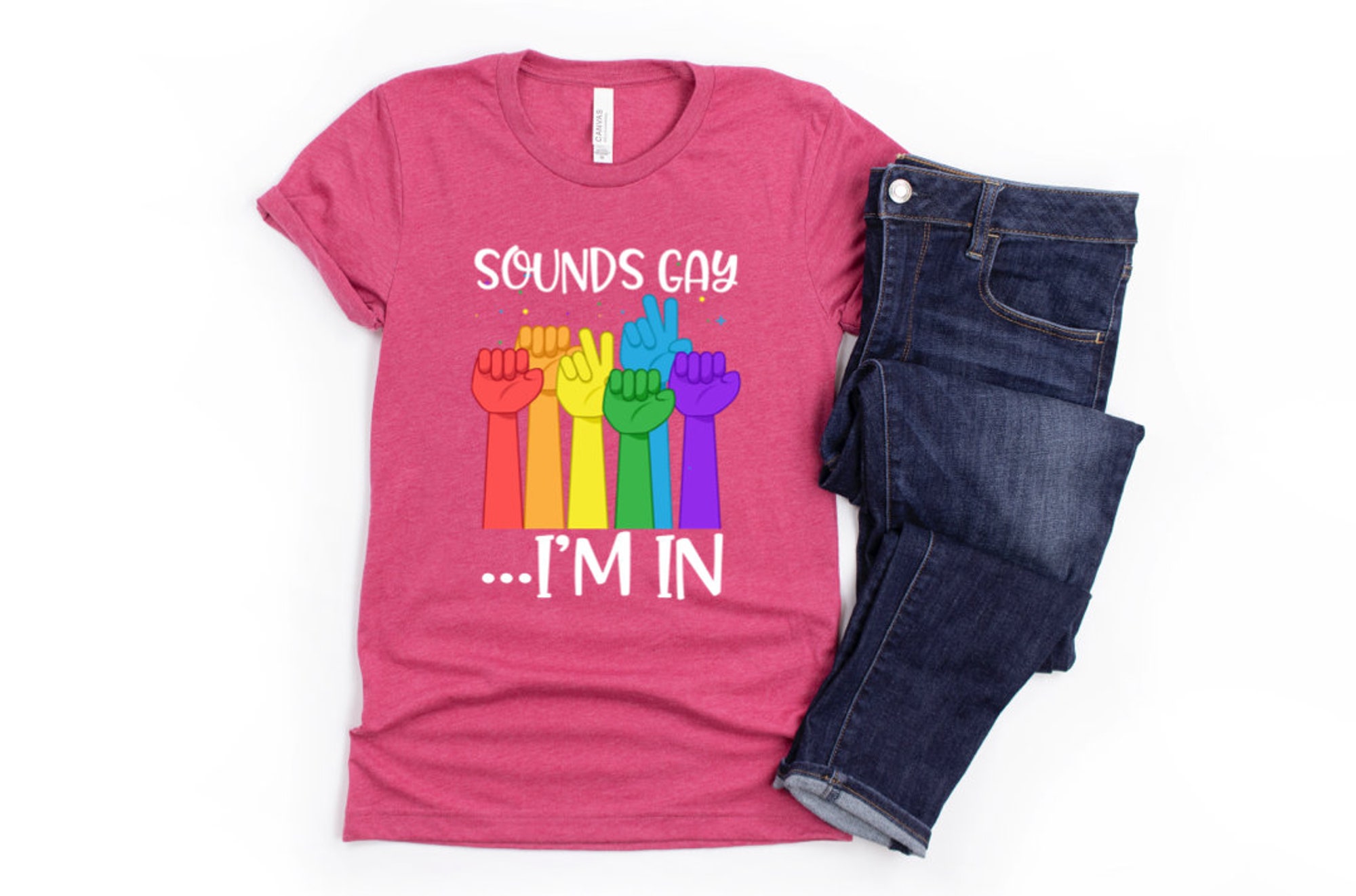 Discover Gay Pride Shirt/ Funny Gay Pride Gift/ Sounds Gay I'm In/ Fun Rainbow Pride Shirt