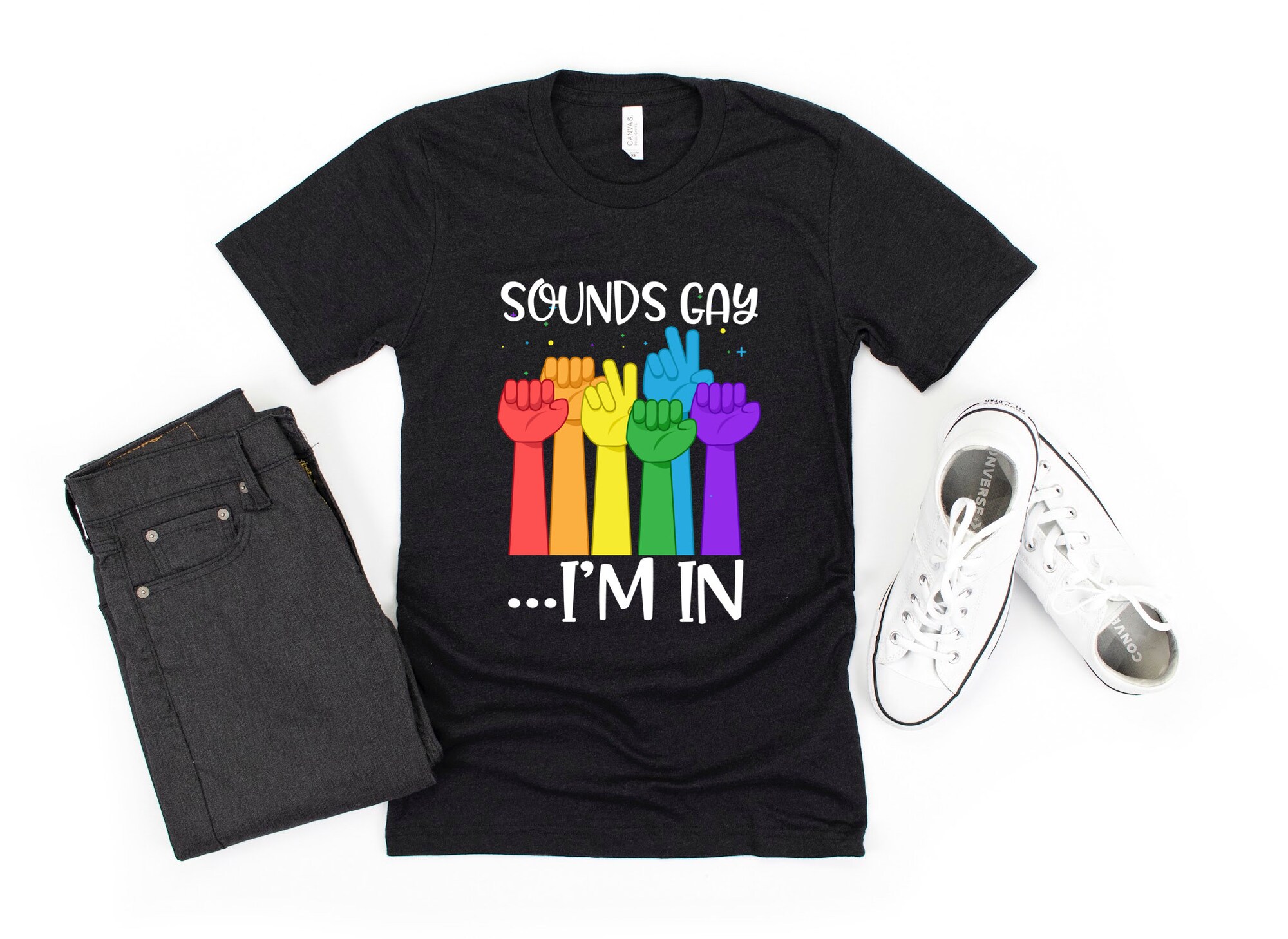 Discover Gay Pride Shirt/ Funny Gay Pride Gift/ Sounds Gay I'm In/ Fun Rainbow Pride Shirt